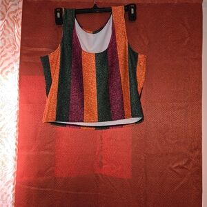 Crop multi colored Chucky strips